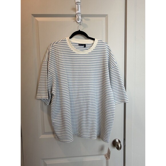 ASOS Other - ASOS DESIGN heavyweight boxy oversized T-shirt in striped blue textured fabric